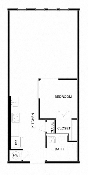 Floor plan for 1 bed, 1 bath, 720 sqft